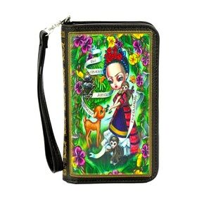 Unibrow girl Book Wallet/Wristlet in Vegan Leather NWT​​